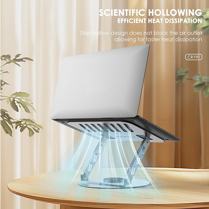 Soporte Base Para Notebook Lenyes Cr190 Aluminio 360 Grados Gris – imagen 3