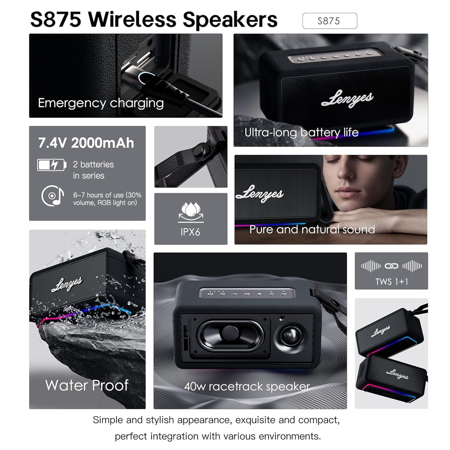 Parlante Bluetooth Lenyes S875 40w Negro – imagen 4