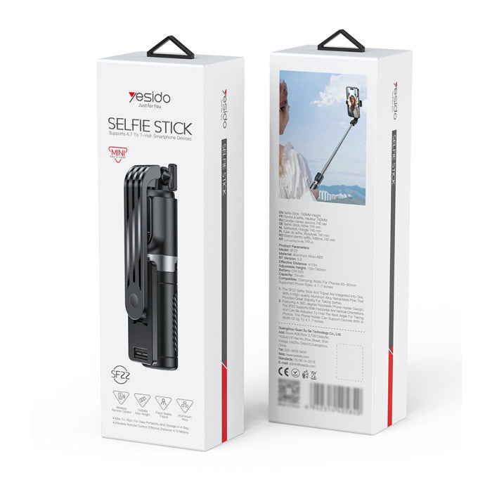 Monopod Selfie Telescopico Yesido Sf22 + Control Bluetooth Negro – imagen 3