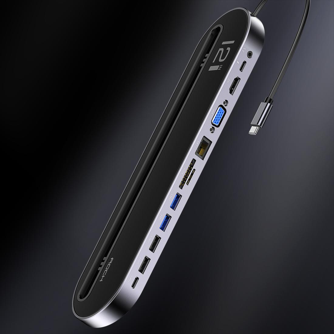 Adaptador Hub Usb Tipo C 12 Puertos en 1 Macbook Pc Rock – imagen 4