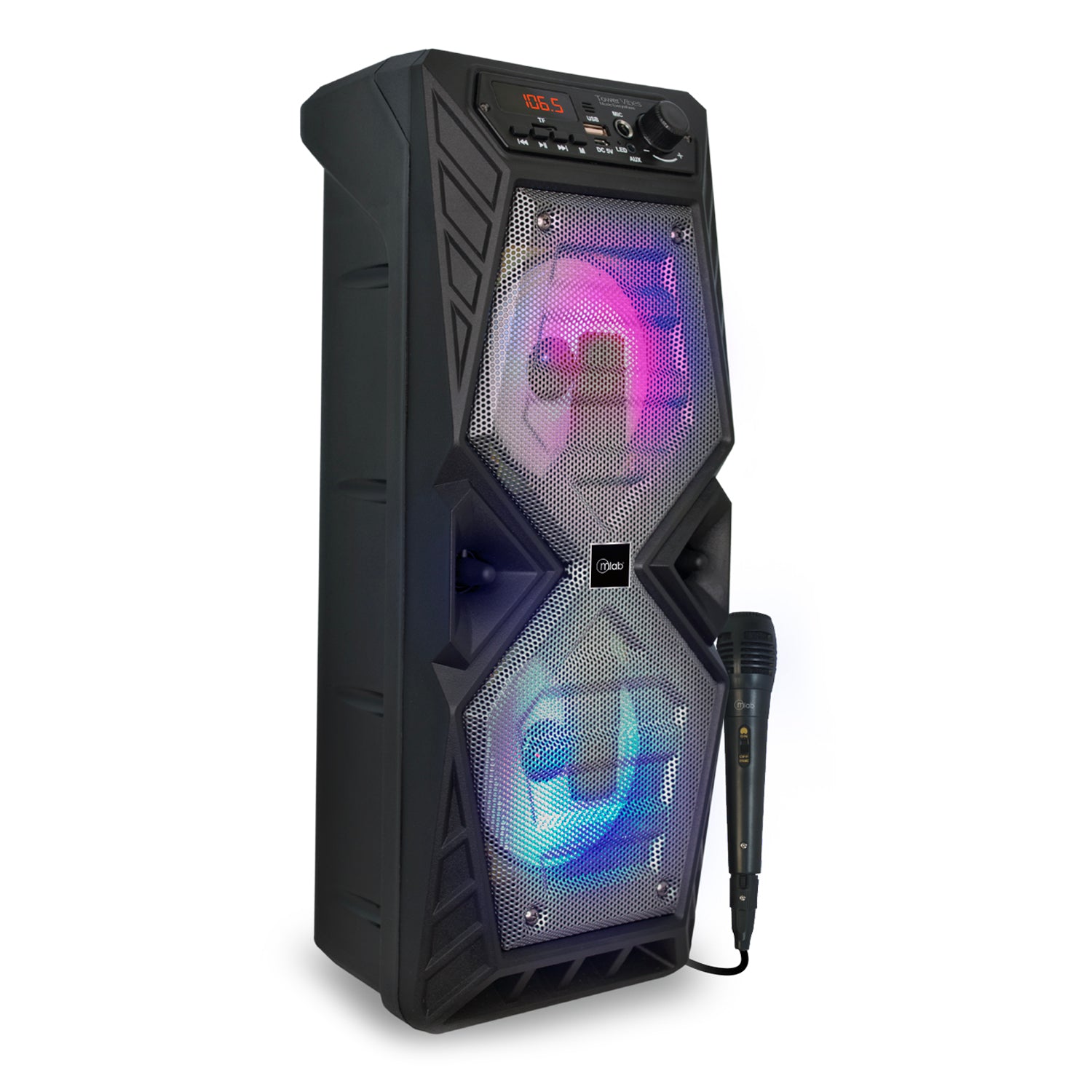 Parlante Bluetooth Karaoke Microlab Tower Vibes Gris – imagen 2
