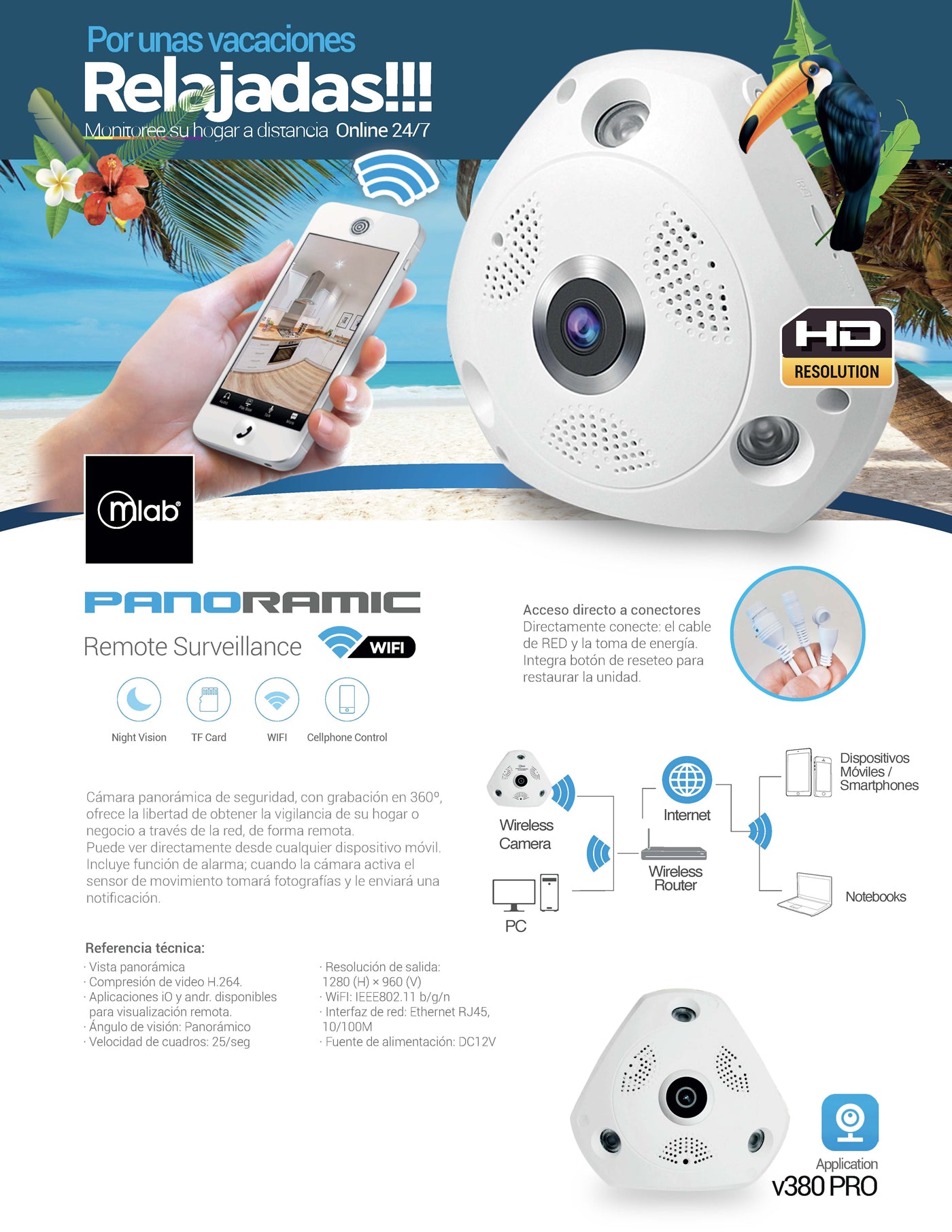 Camara de Seguridad Wifi Panoramic Microlab HD (8697) – imagen 2