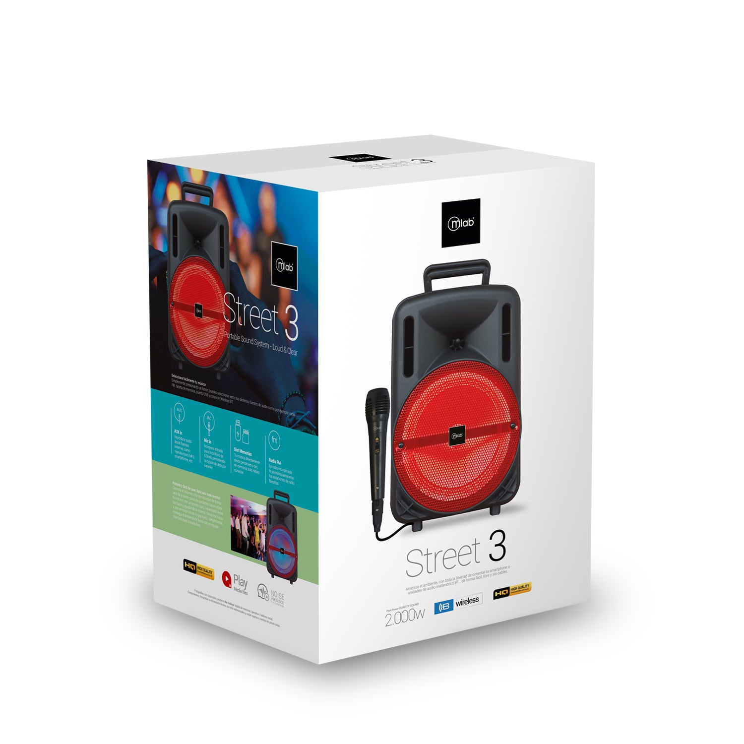 Parlante Bluetooth Karaoke Microlab Street 3 Rojo – imagen 2