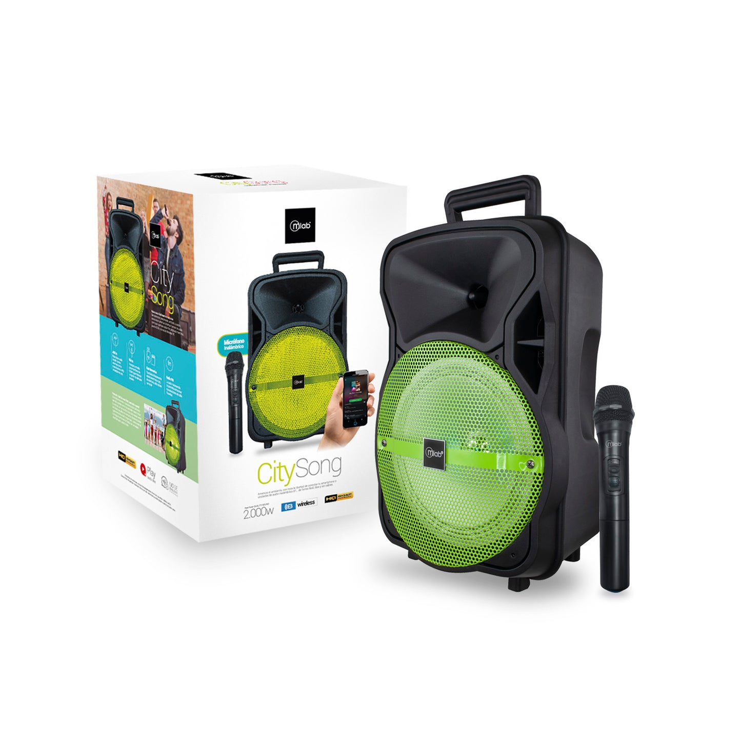 Parlante Bluetooth Karaoke Microlab City Song Mic Inalambrico Amarillo – imagen 2