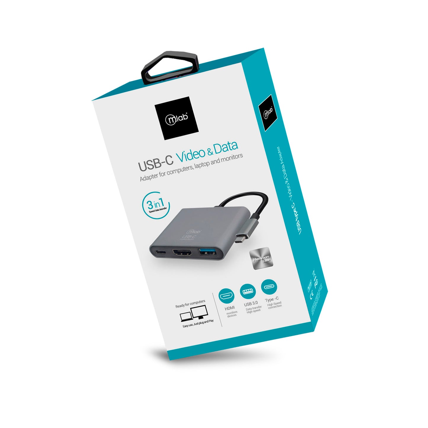 Adaptador Hub Usb Tipo C 3 en 1 Hdmi 4k Usb 3.0 Tipo C Microlab – imagen 2