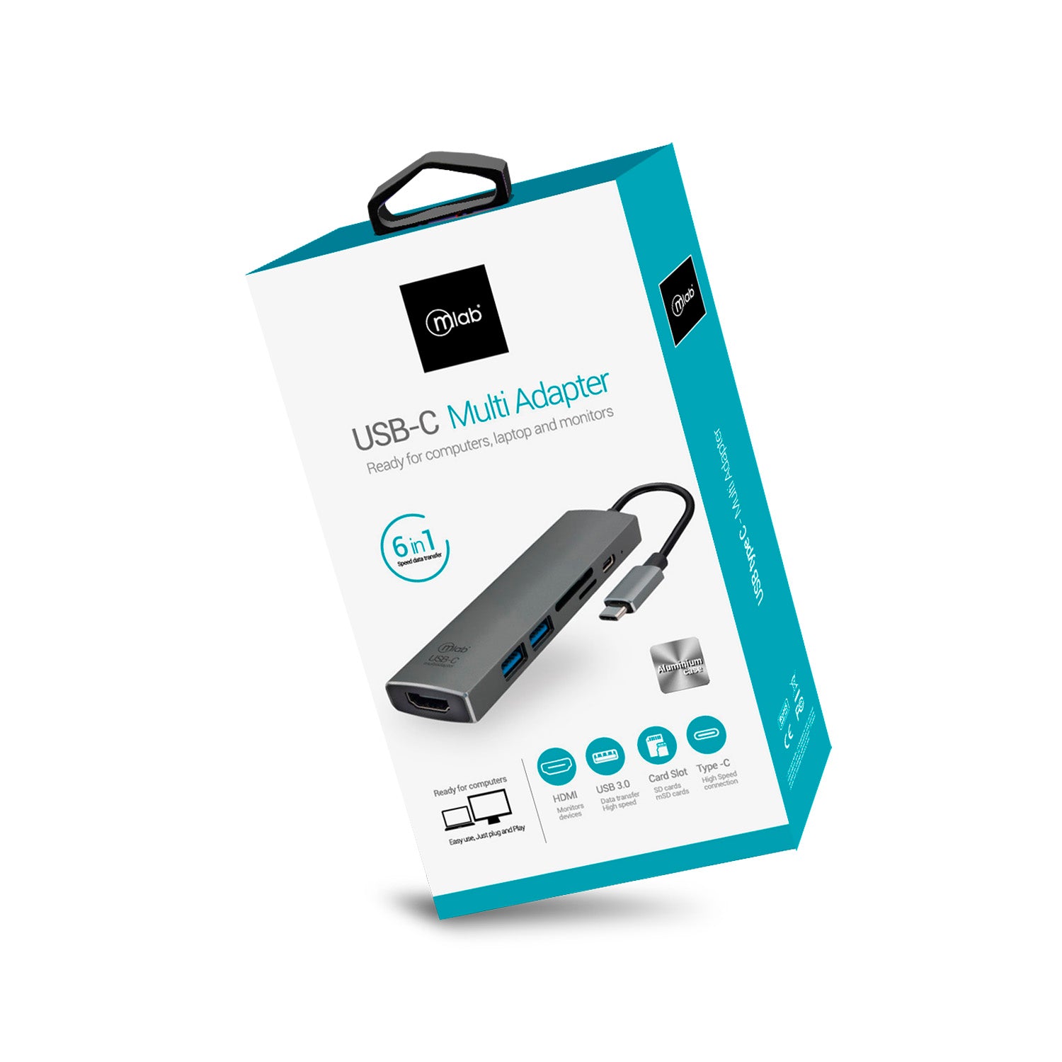 Adaptador Hub Usb Tipo C 6 en 1 Hdmi Usb 3.0 Micro SD Microlab – imagen 2