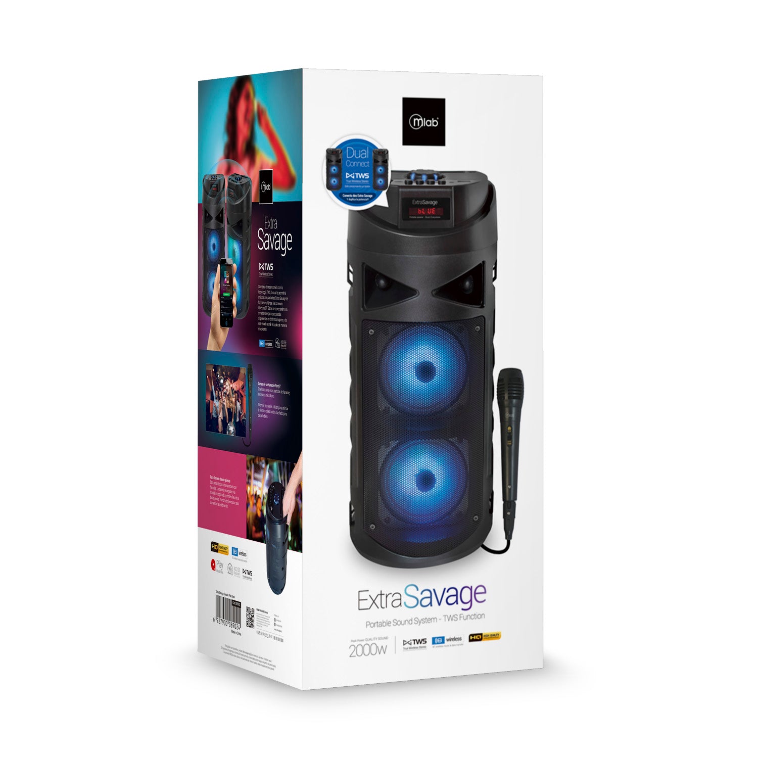 Parlante Bluetooth Karaoke Microlab Extra Savage 2000w Negro – imagen 2