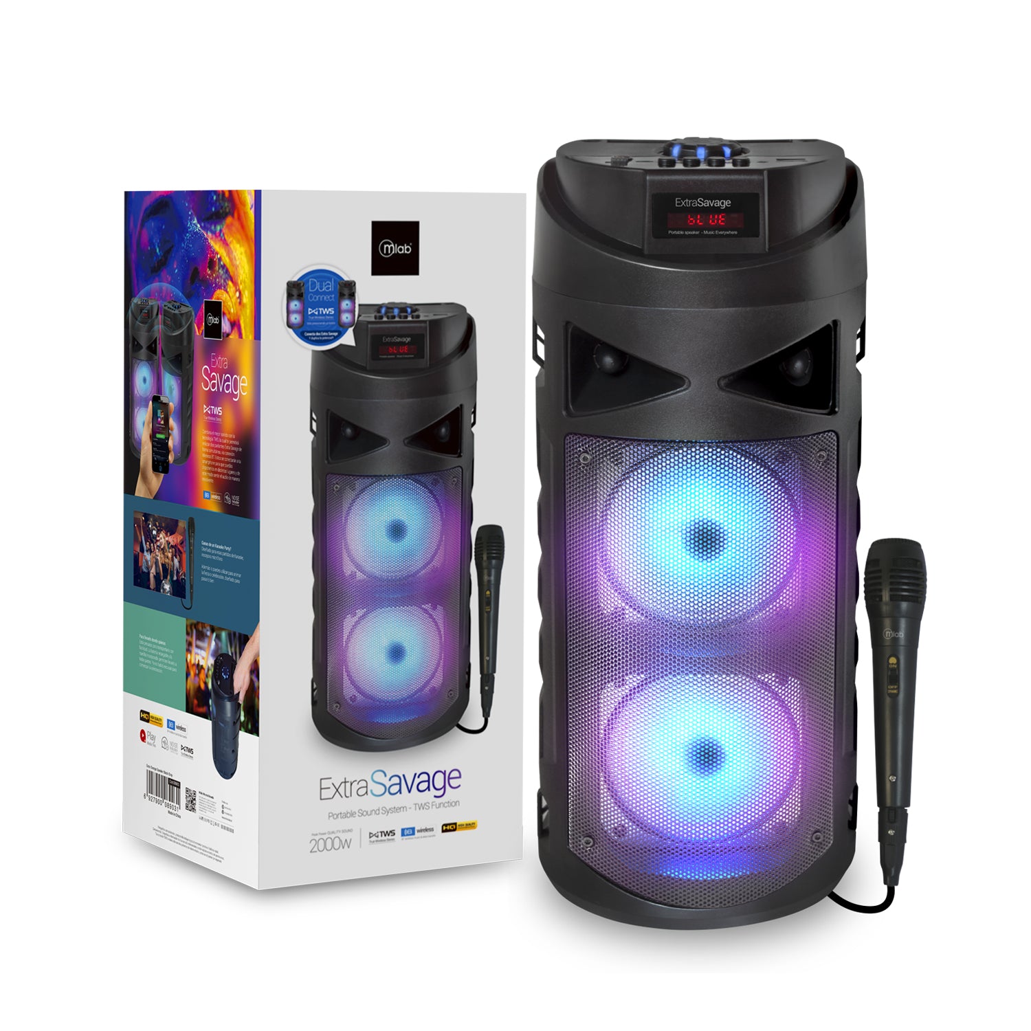 Parlante Bluetooth Karaoke Microlab Extra Savage 2000w Gris – imagen 2