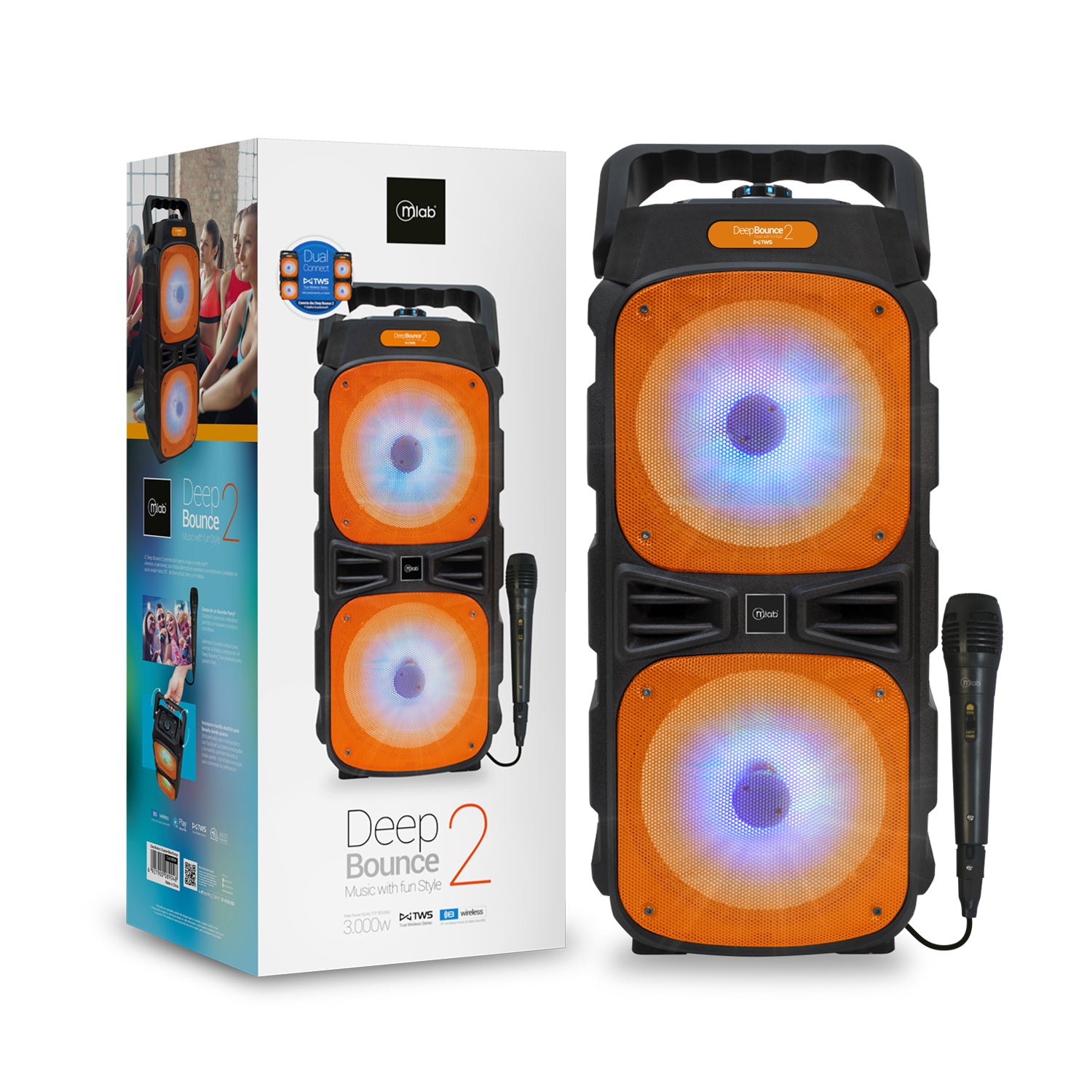 Parlante Bluetooth Karaoke Microlab Deep Bounce 2 Naranjo – imagen 2