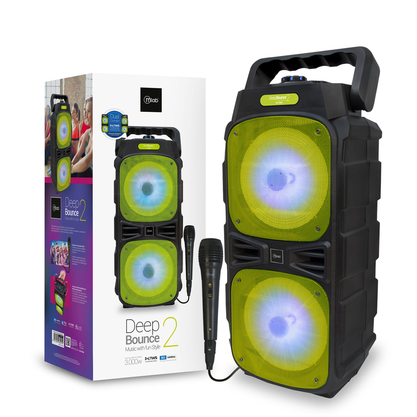 Parlante Bluetooth Karaoke Microlab Deep Bounce 2 Verde – imagen 2