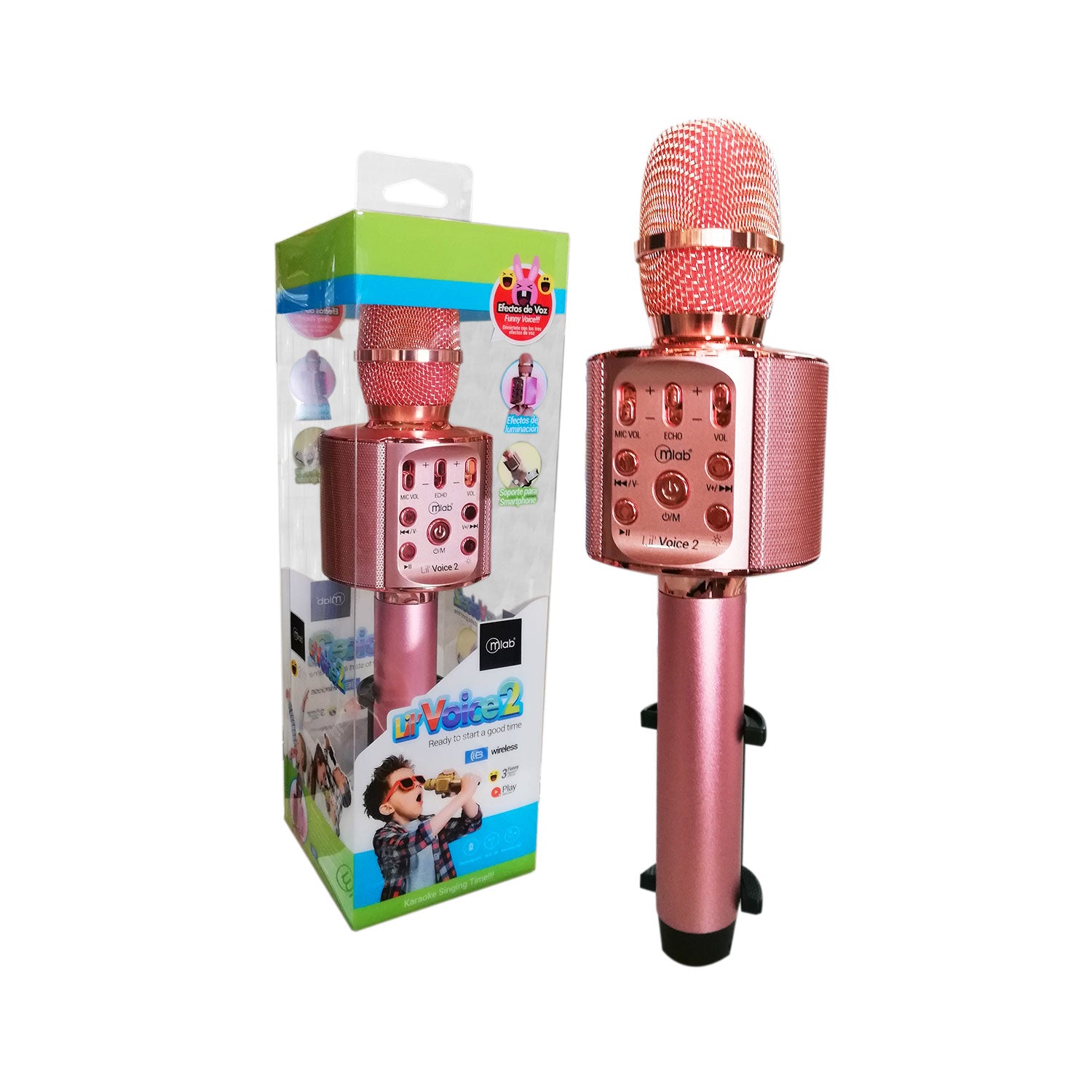 Micrófono Karaoke Microlab Bluetooth Lil Voice 2 Rosado – imagen 2