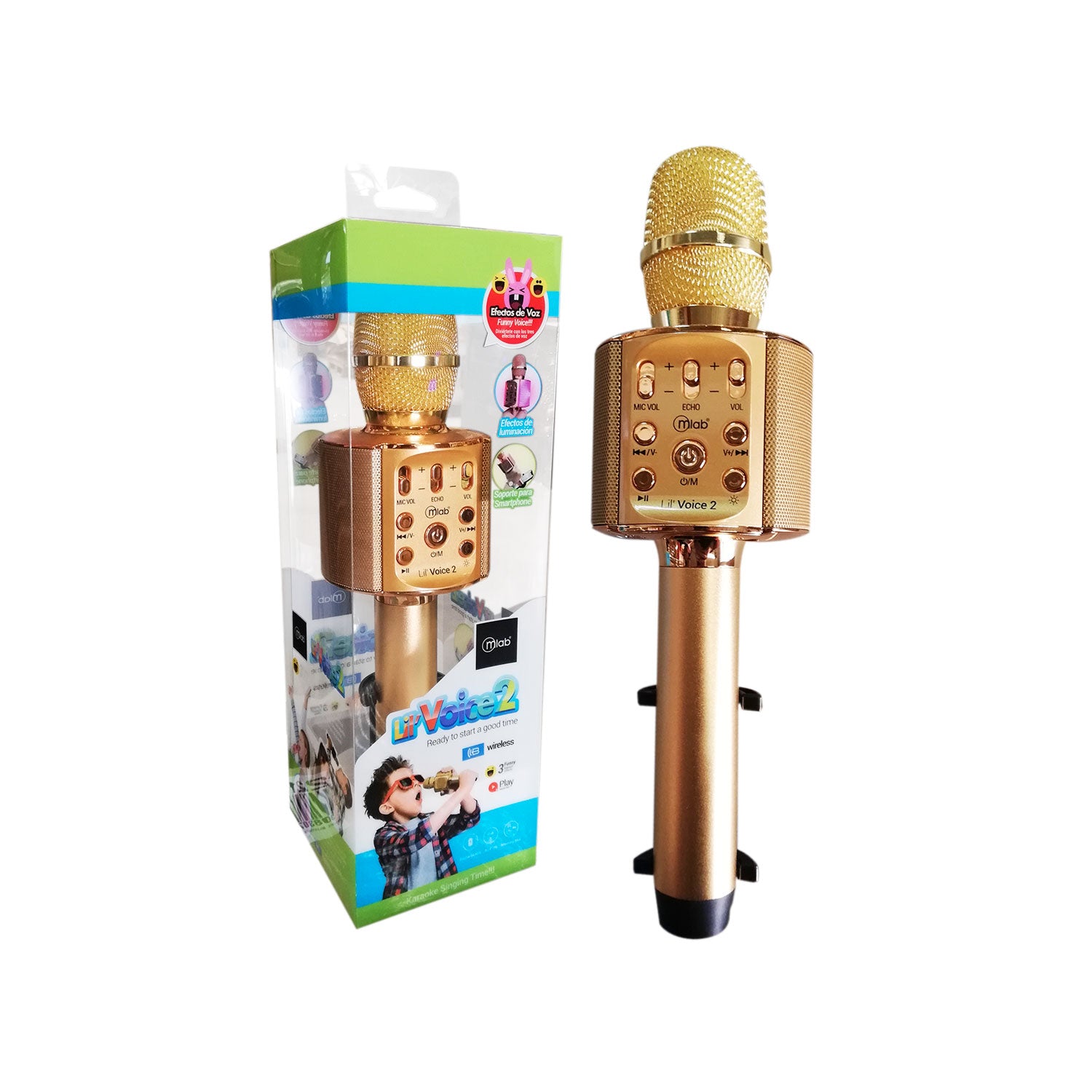 Micrófono Karaoke Bluetooth Lil Voice 2 Dorado – imagen 2