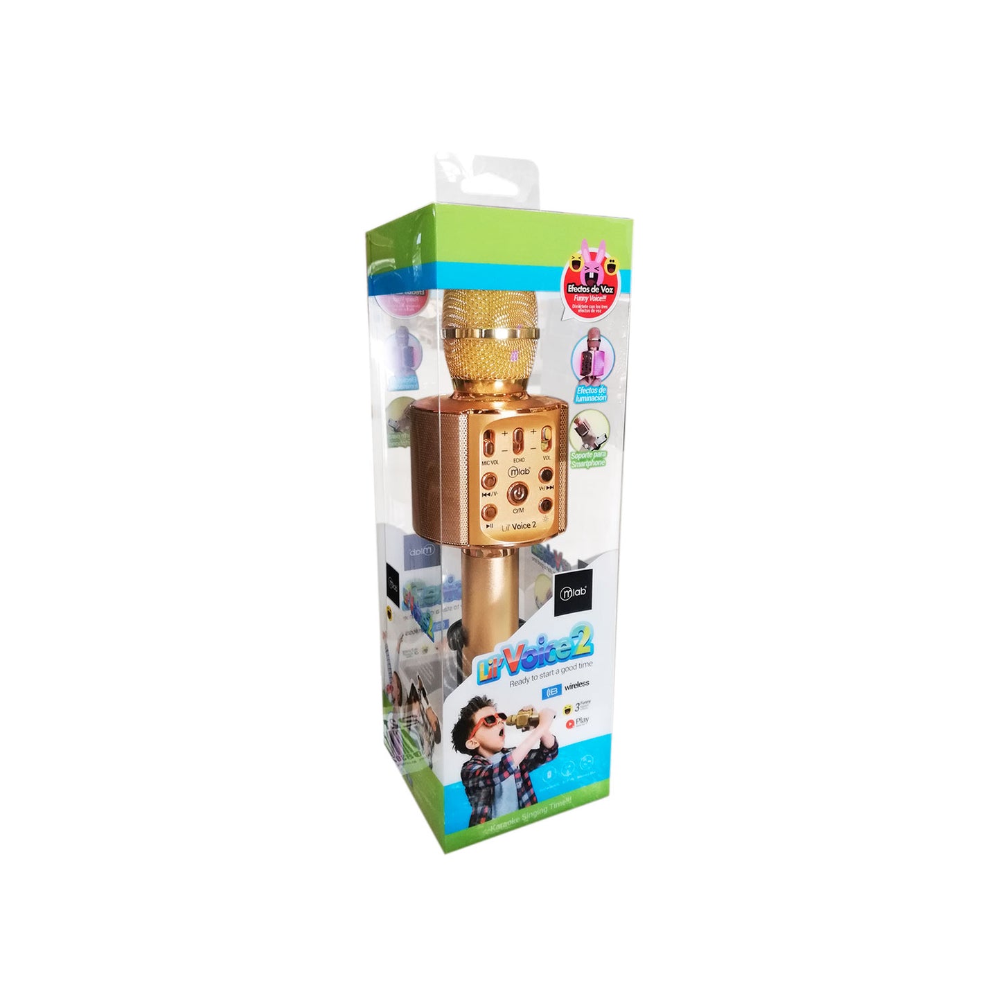 Micrófono Karaoke Bluetooth Lil Voice 2 Dorado – imagen 3