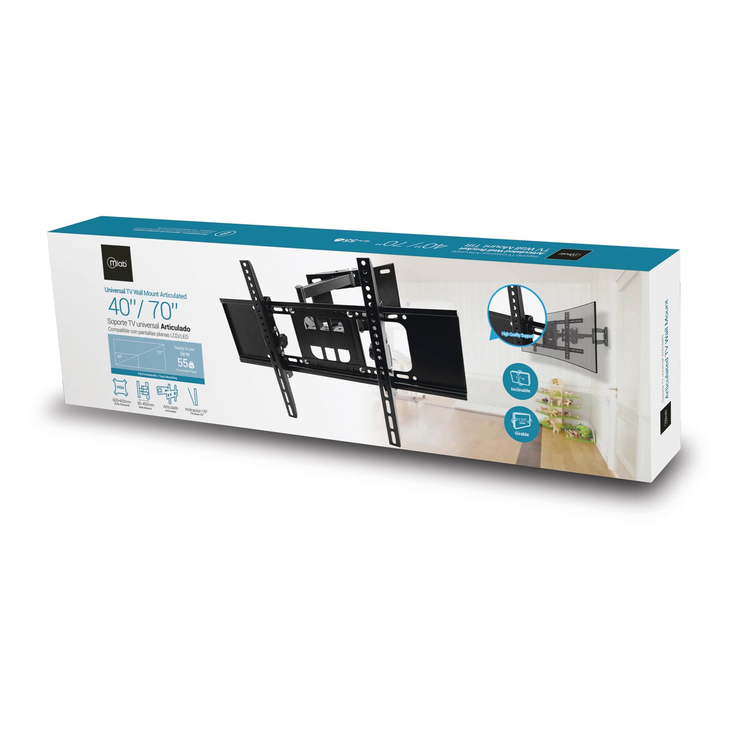 Soporte Inclinable Articulado Brazo Tv Lcd Led 40-70 Microlab Negro – imagen 2
