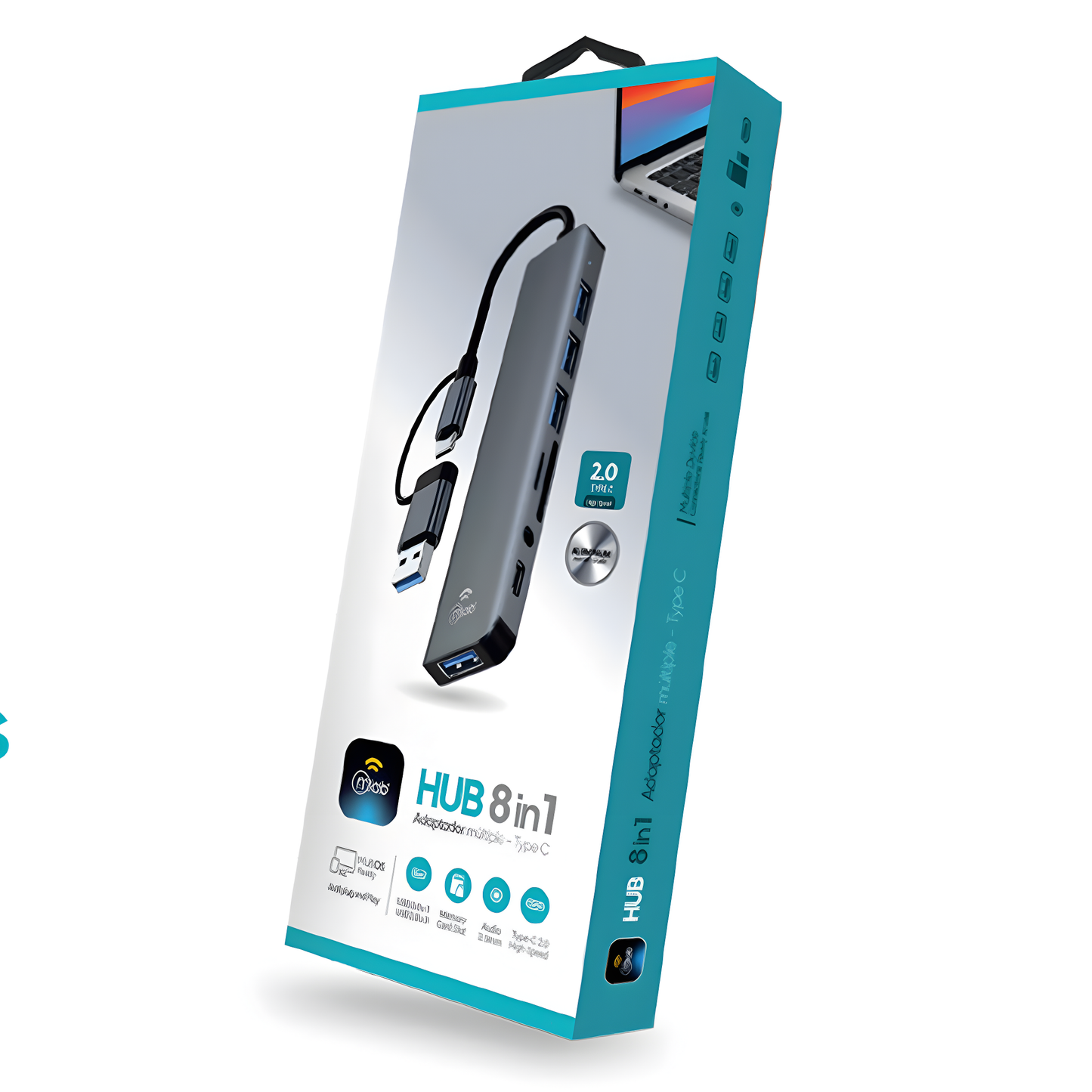 Adaptador Hub Mlab 10021 8 En 1 Sd/Tf 3.5mm Usb Tipo C Gris
