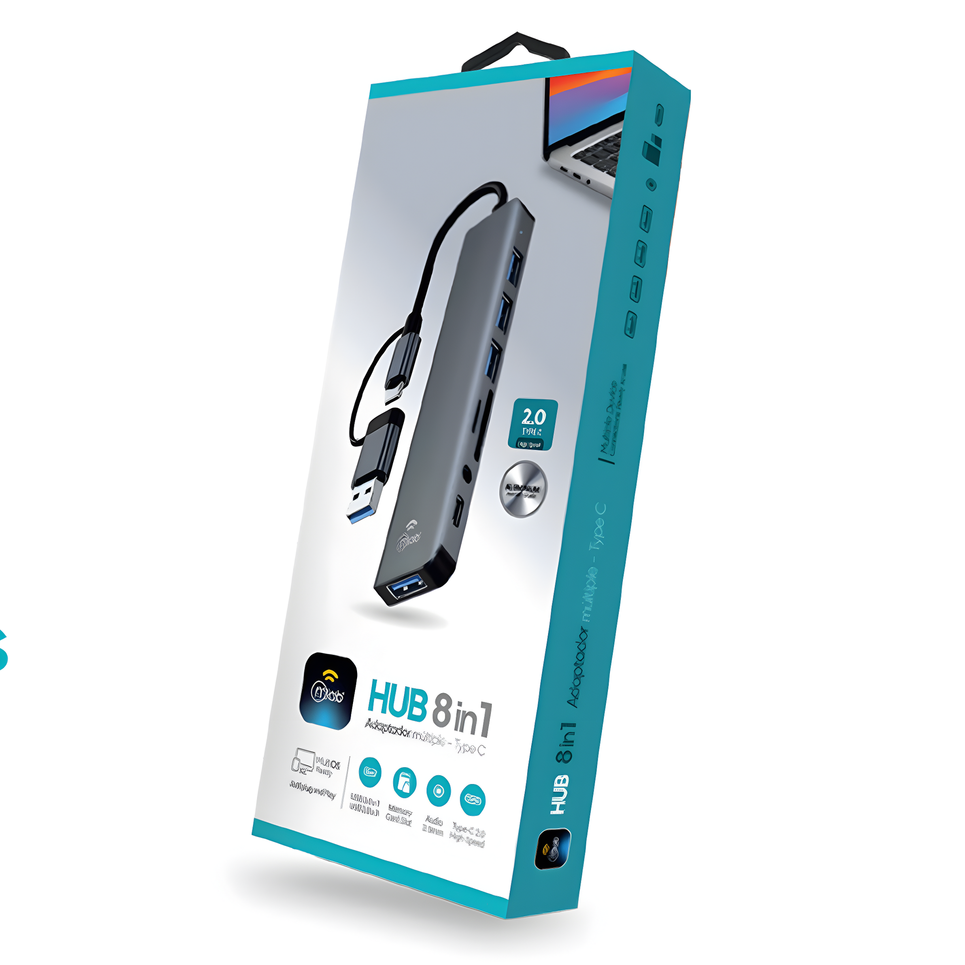 Adaptador Hub Mlab 10021 8 En 1 Sd/Tf 3.5mm Usb Tipo C Gris