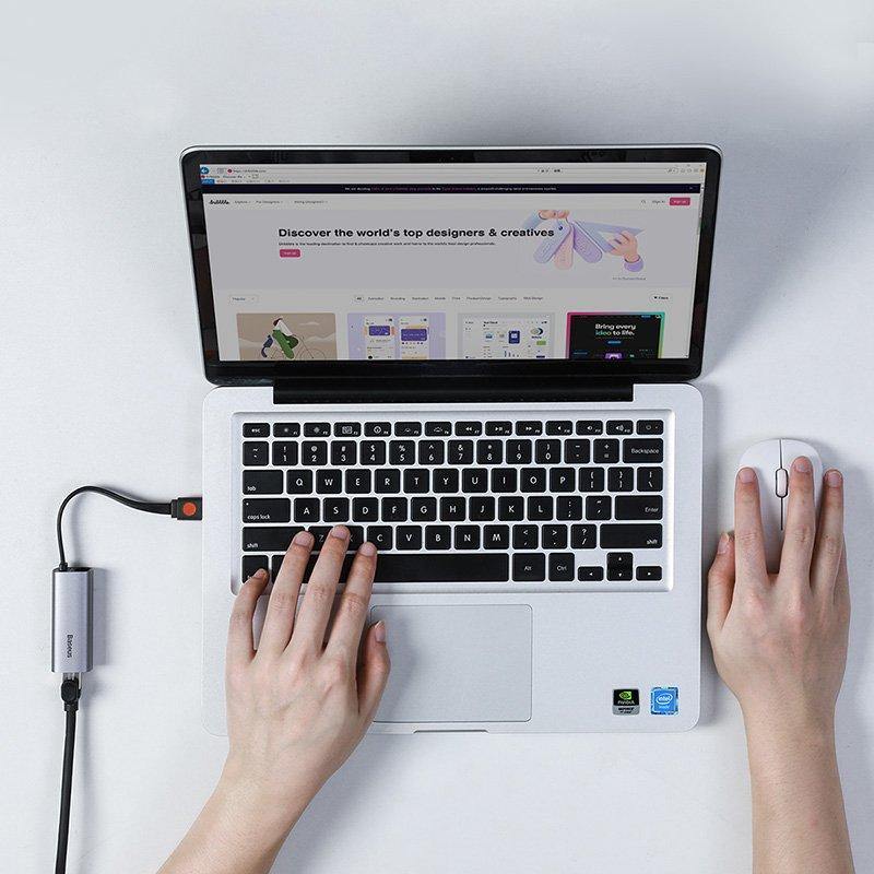 Adaptador USB A y USB C Gigabit RJ45 Steel Cannon Baseus Gris – imagen 5