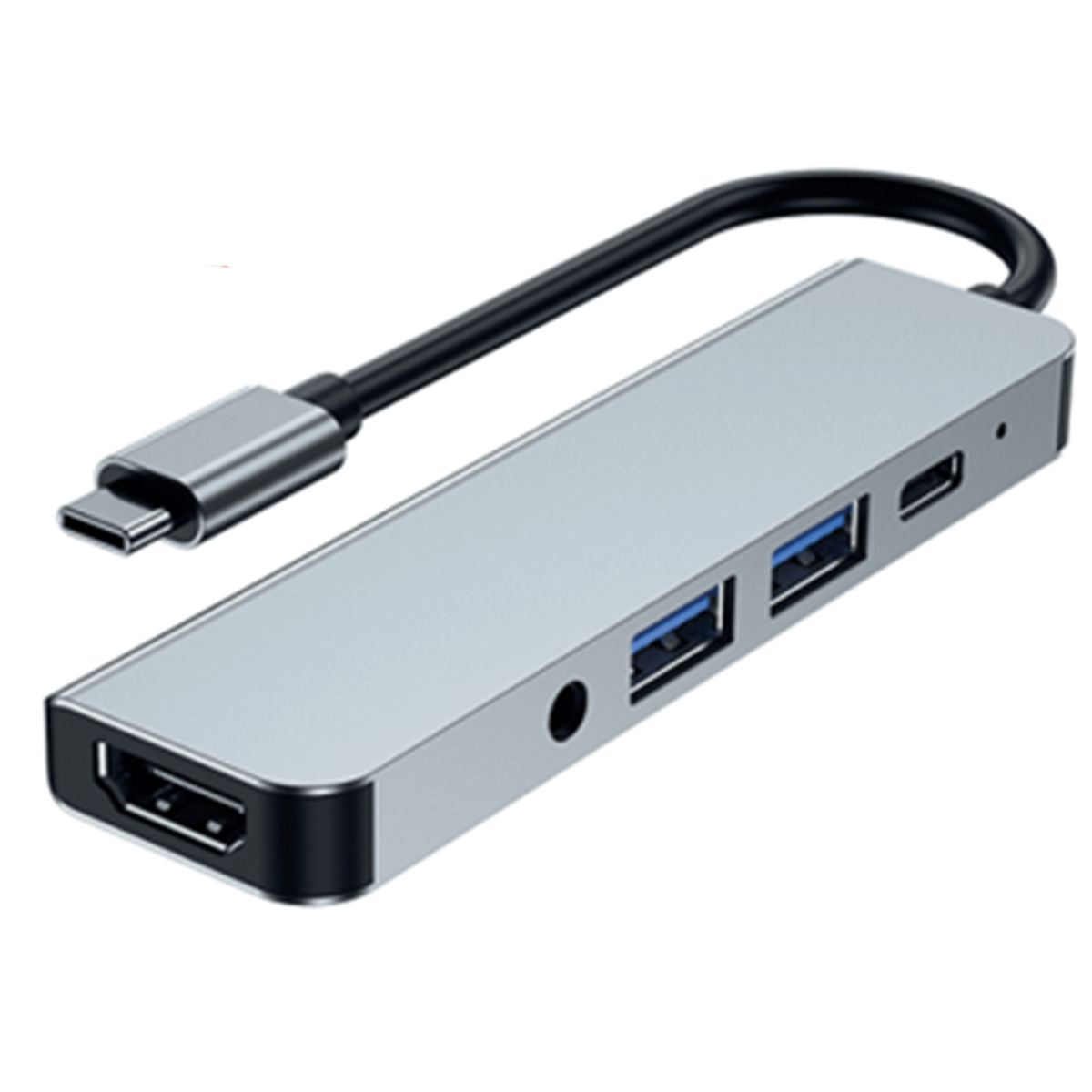 Adaptador Hub Tipo C 5 en 1 BYL-2009 Gris