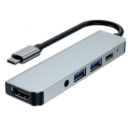 Adaptador Hub Tipo C 5 en 1 BYL-2009 Gris