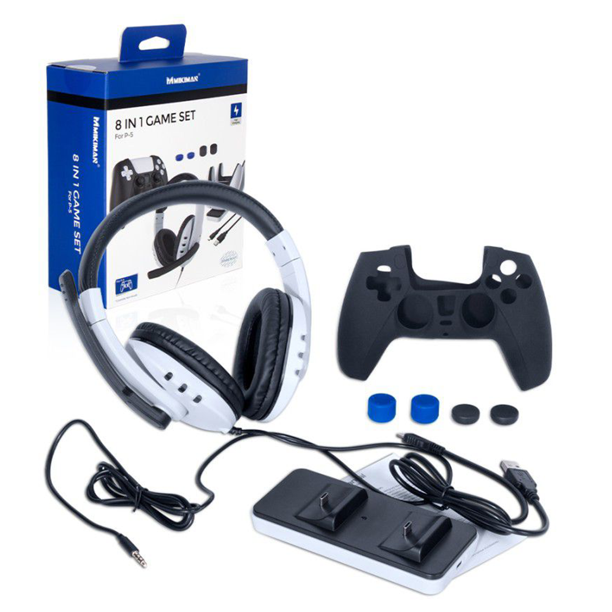 Kit Gamer Ps5 Mikiman 8 En 1 Mkp-0592 Negro