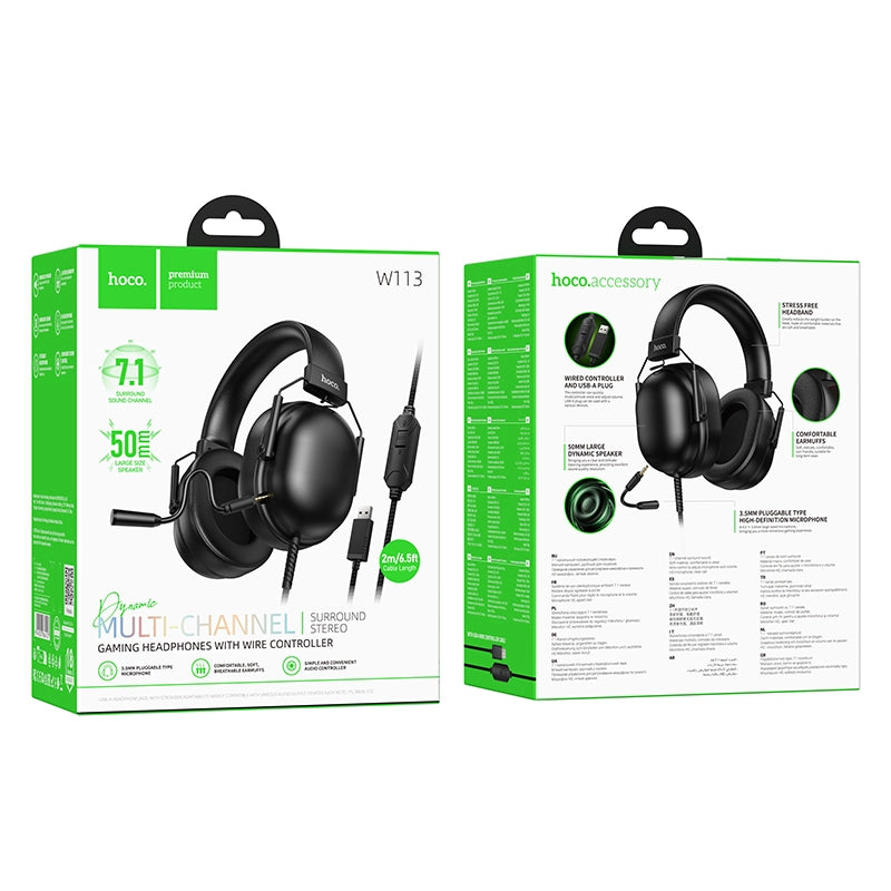 Audifonos Gamer Hoco W113 Usb 7.1 Negro – imagen 2
