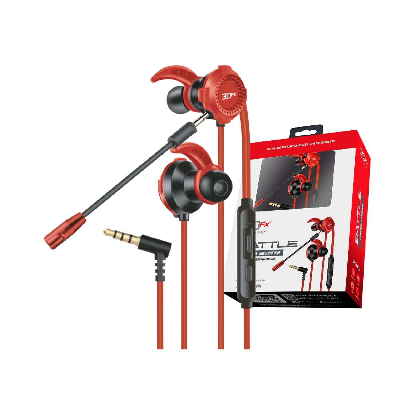 Audifono Gamer In ear 3dfx Force Pc Ps4 Xbox Ps5 Rojo – imagen 5