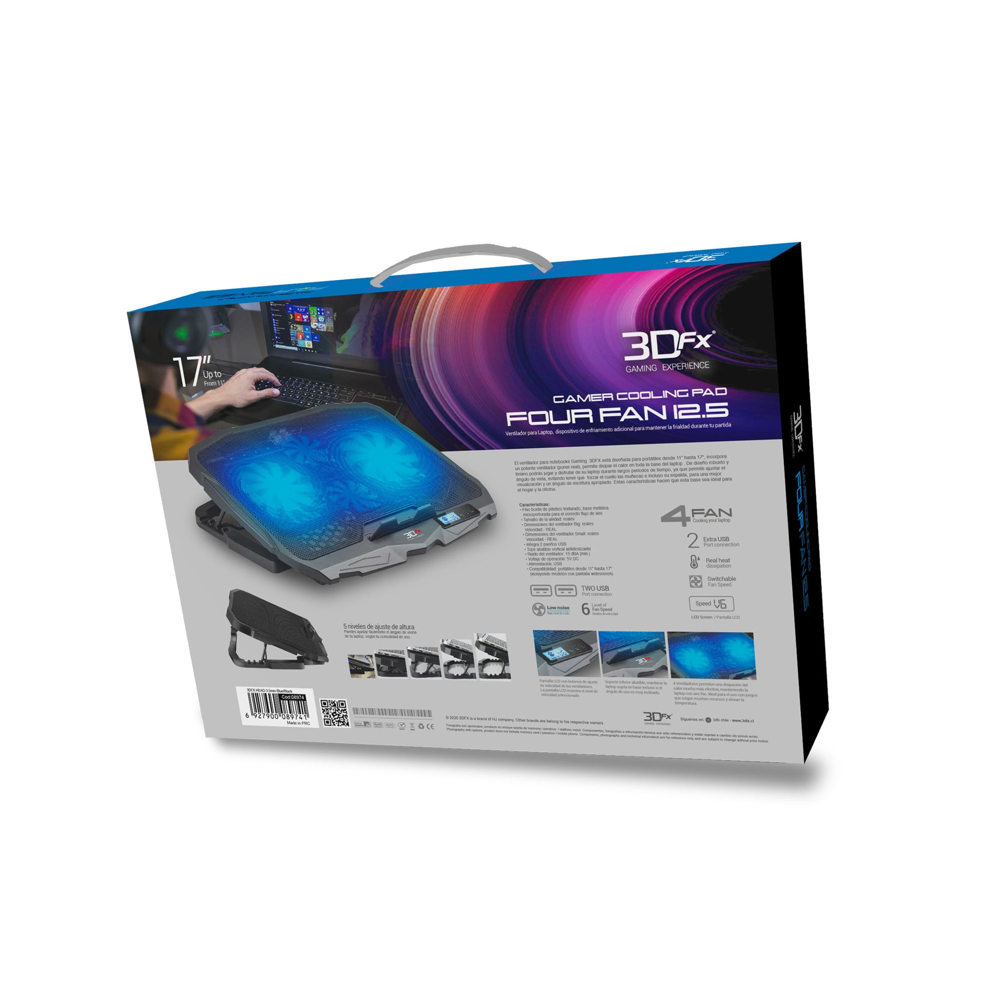 Ventilador Notebook Microlab Four Fan 17 Negro – imagen 3