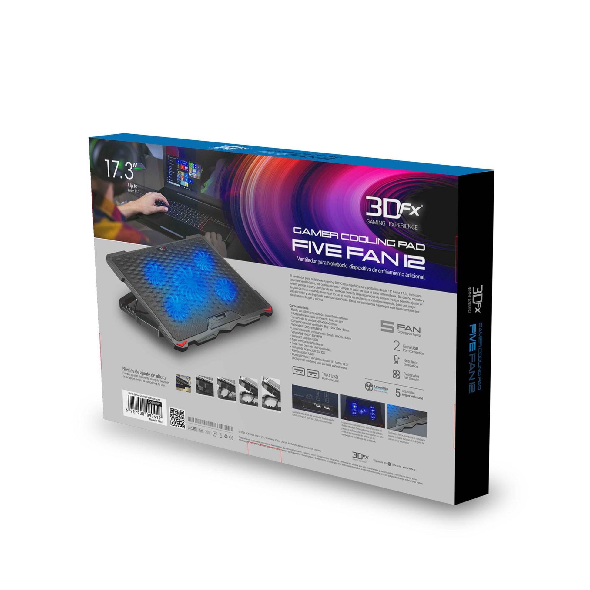 Ventilador Notebook Gamer 3DFX Five Fan 12 Negro – imagen 3