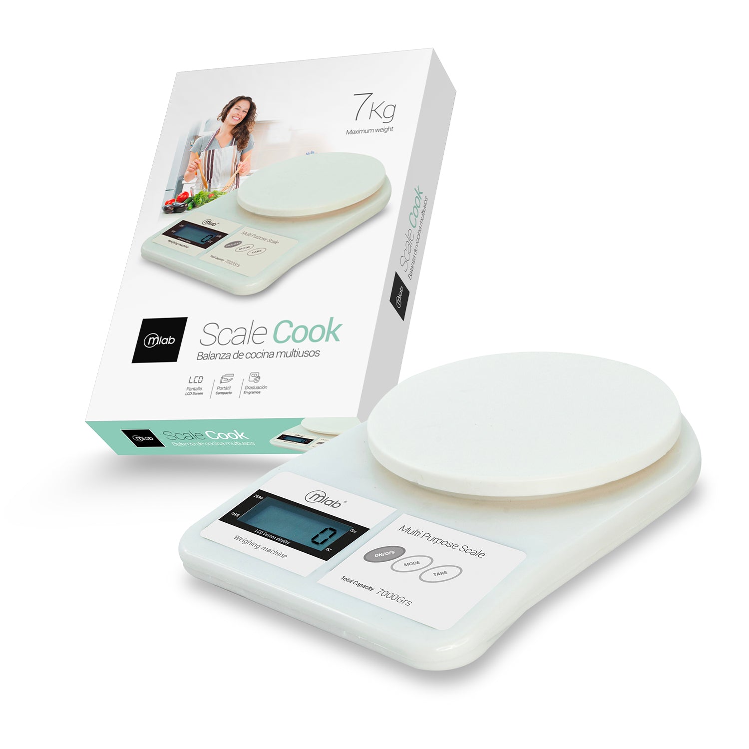 Balanza Digital Microlab Pesa Cocina 7kg Blanco – imagen 2