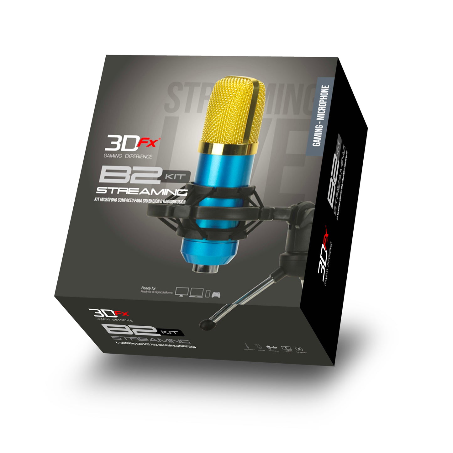 Kit Microfono Gamer Condensador Streaming B2 3DFX Azul – imagen 2