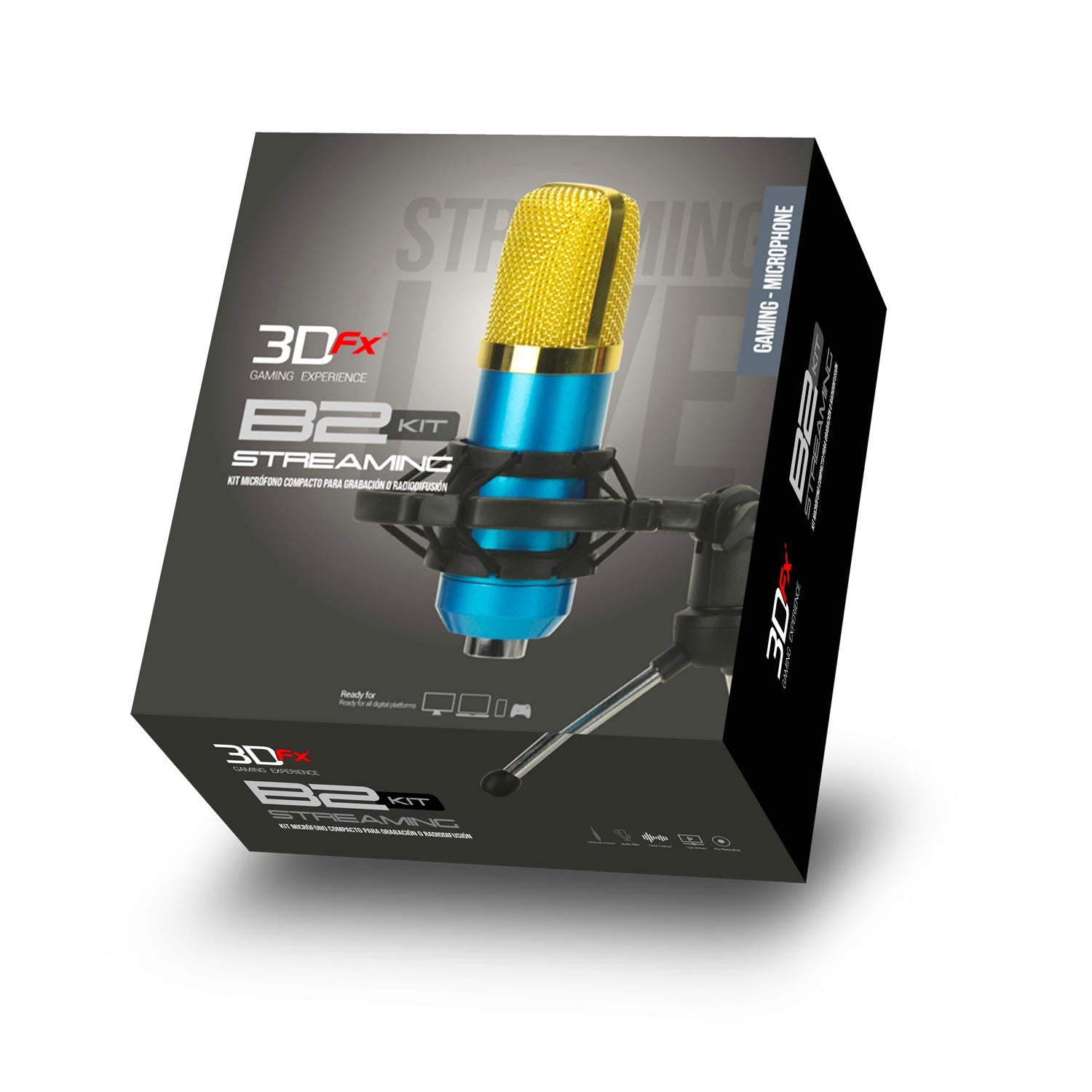 Kit Microfono Gamer Condensador Streaming B2 3DFX Azul – imagen 2