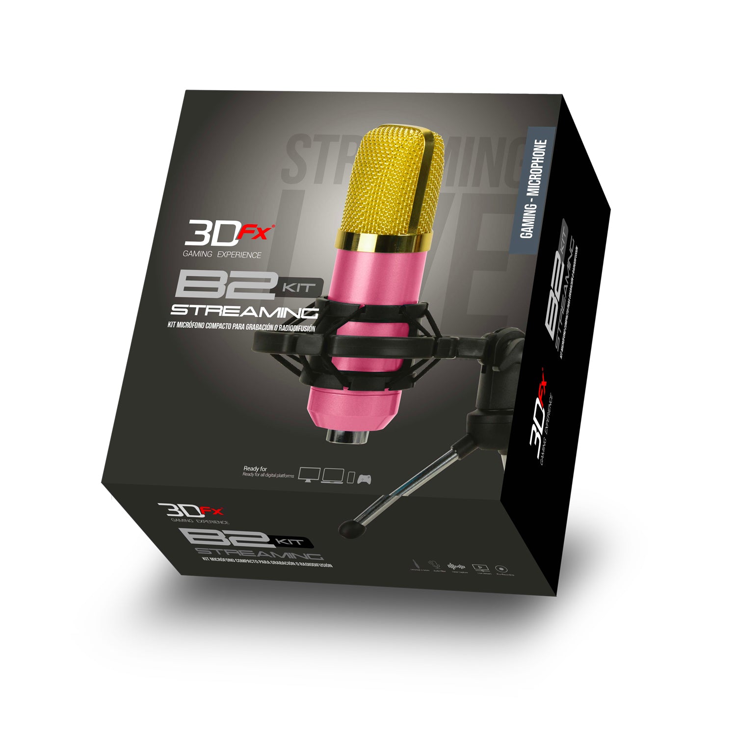 Kit Microfono Gamer Condensador Streaming B2 3DFX Rosado – imagen 3