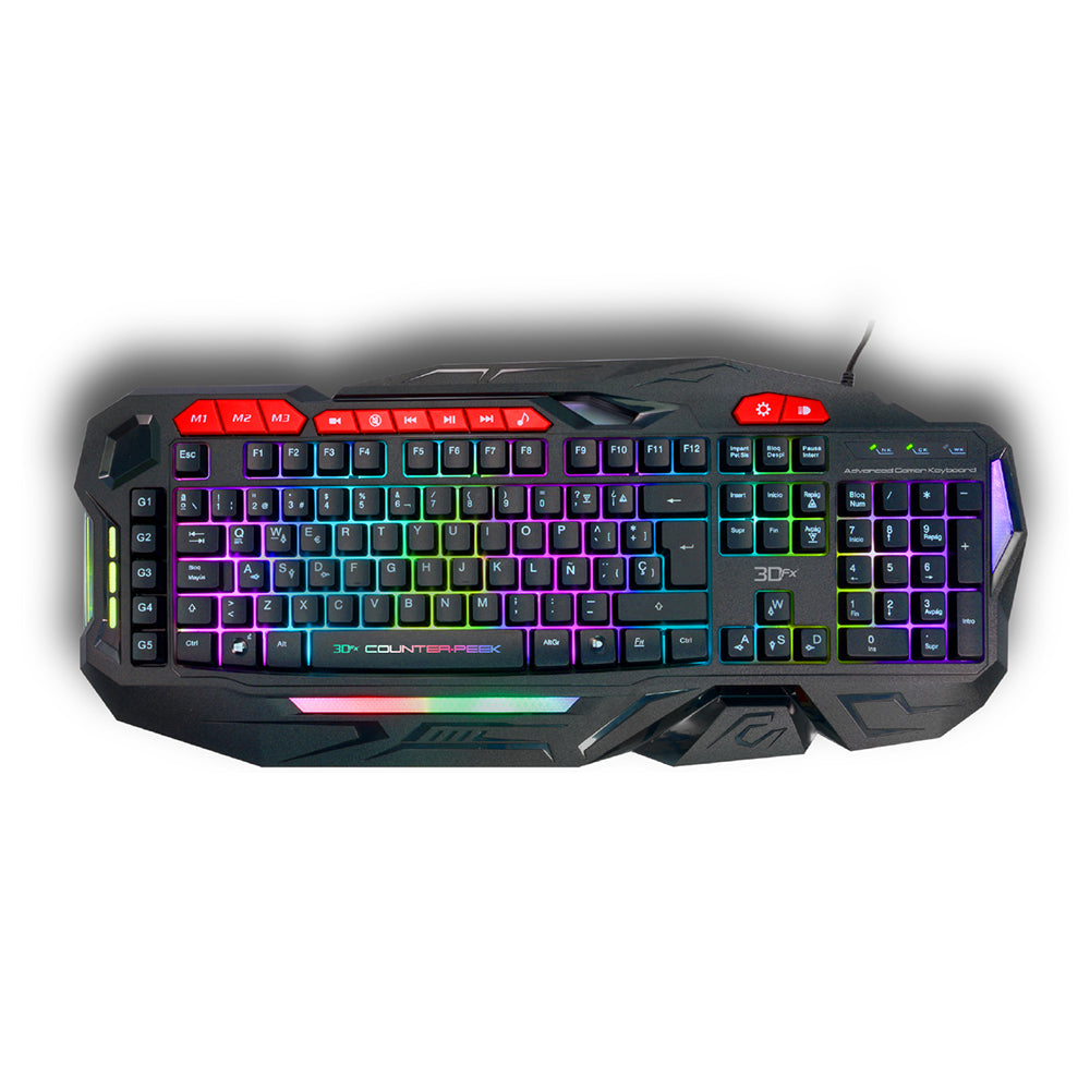 Teclado Gamer 3DFX Membrana Mmo Keys Counter-Peek 9071 Negro