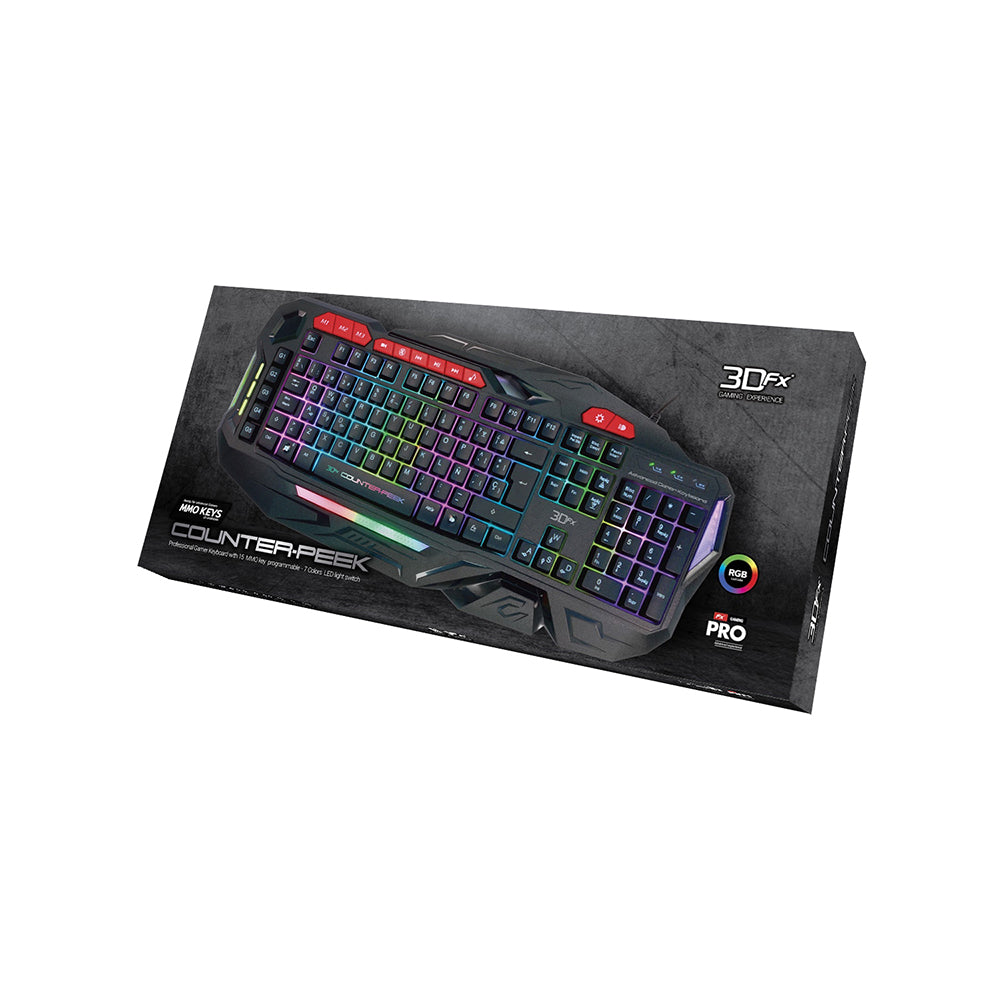Teclado Gamer 3DFX Membrana Mmo Keys Counter-Peek 9071 Negro – imagen 2