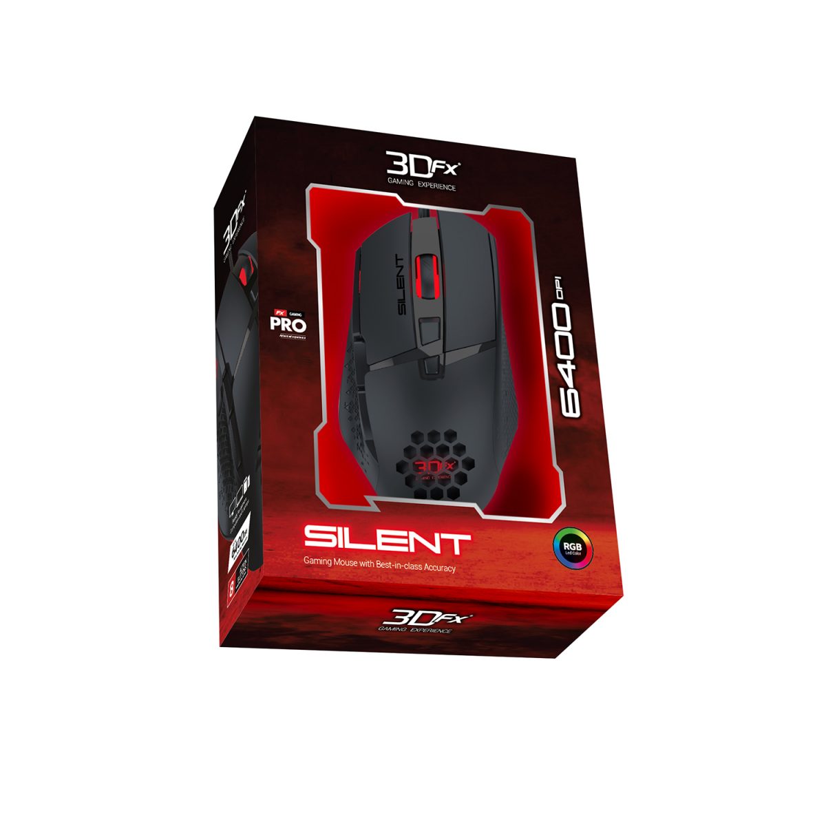 Mouse Gamer 3dfx Silent 6400 Dpi Rgb Negro – imagen 2