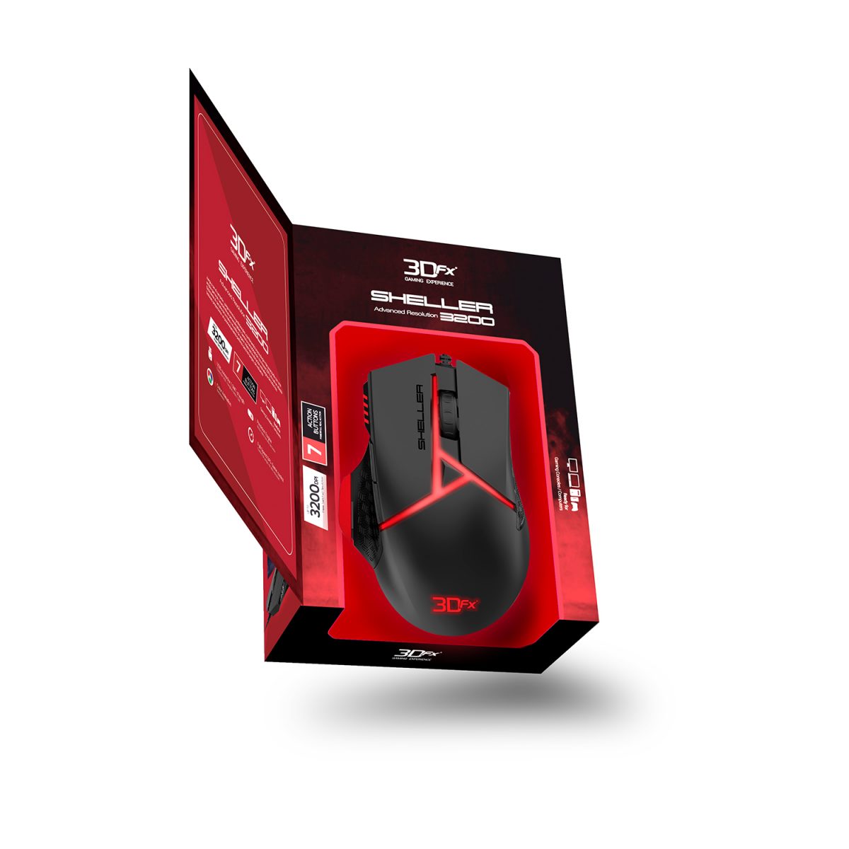 Mouse Gamer 3dfx Sheller 4800 Dpi Rgb Negro – imagen 2
