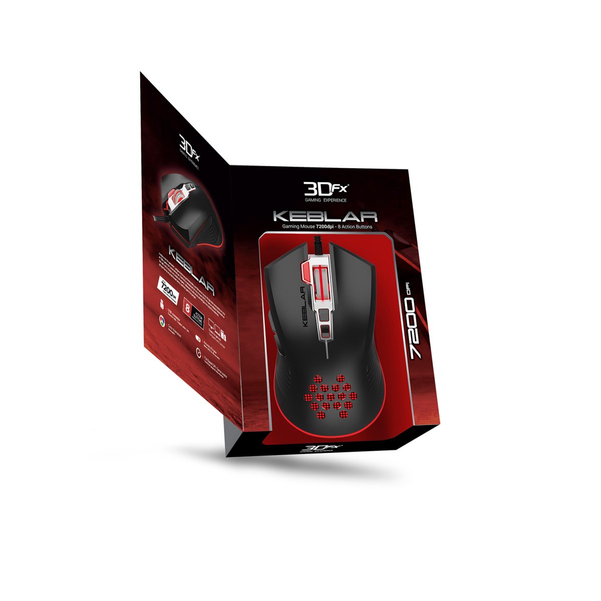 Mouse Gamer Pro 3dfx Keblar 7200 Dpi Rgb Negro – imagen 2