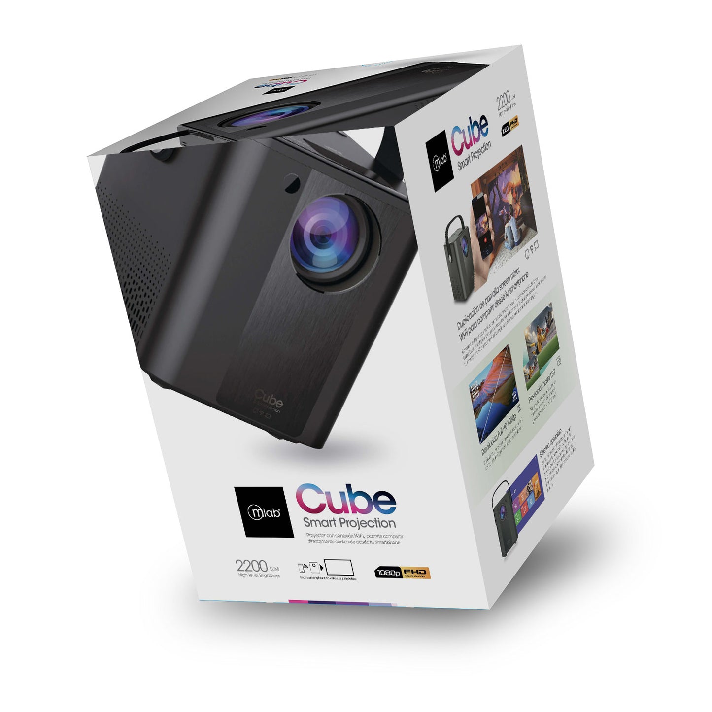 Proyector Microlab Cube 2000 Lm 1080p Fhd Wi Fi Screen Mirror – imagen 2