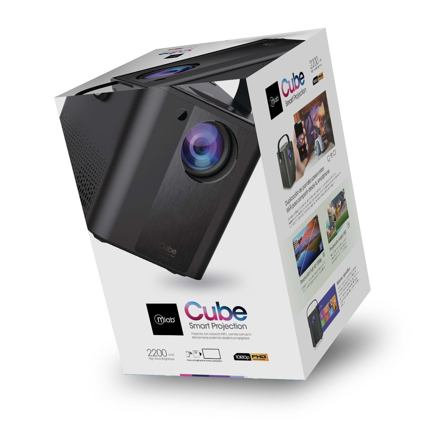 Proyector Microlab Cube 2000 Lm 1080p Fhd Wi Fi Screen Mirror – imagen 2