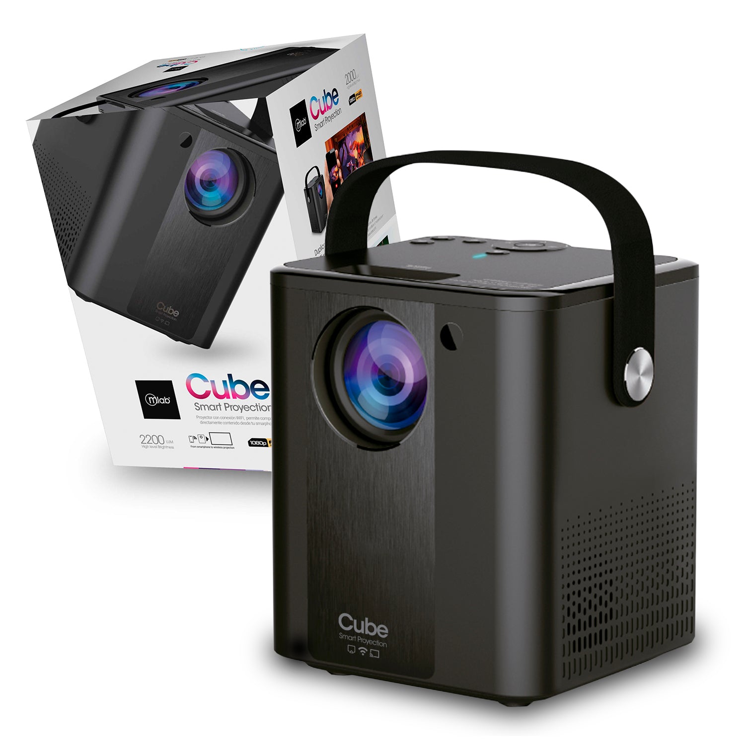 Proyector Microlab Cube 2000 Lm 1080p Fhd Wi Fi Screen Mirror