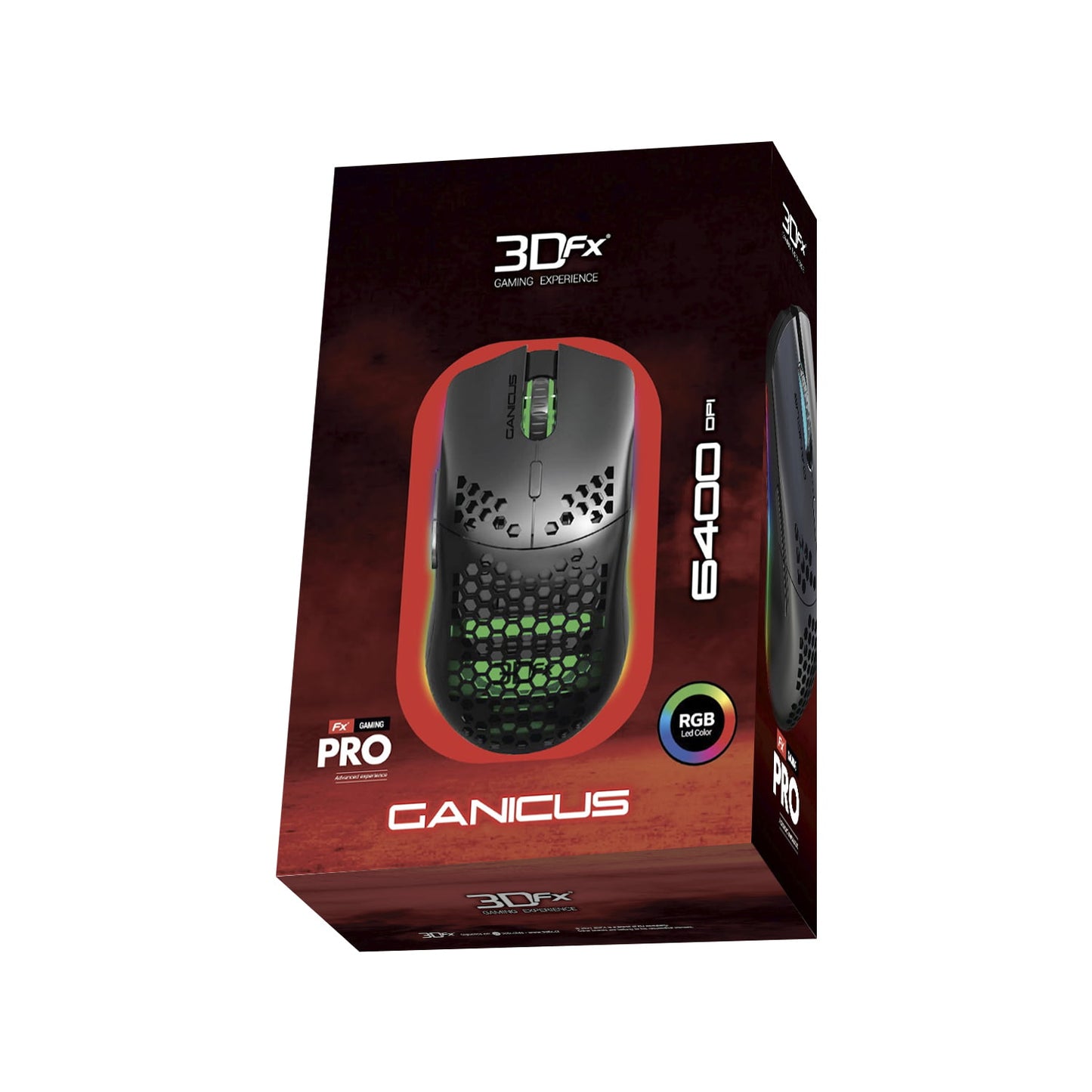 Mouse Gamer 3dfx Ganicus 6400 Dpi Rgb Negro – imagen 3