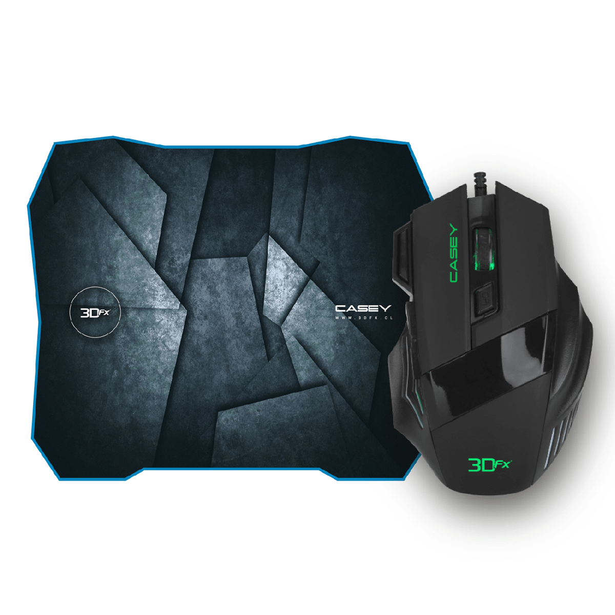 Pack Gamer Mousepad + Mouse 2400 Dpi 3dfx Casey Negro