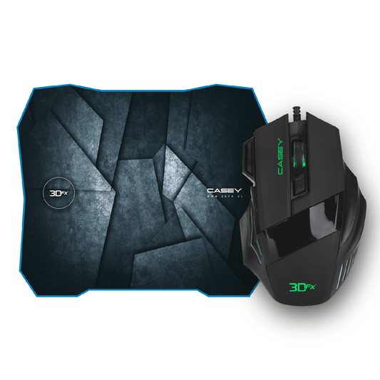 Pack Gamer Mousepad + Mouse 2400 Dpi 3dfx Casey Negro
