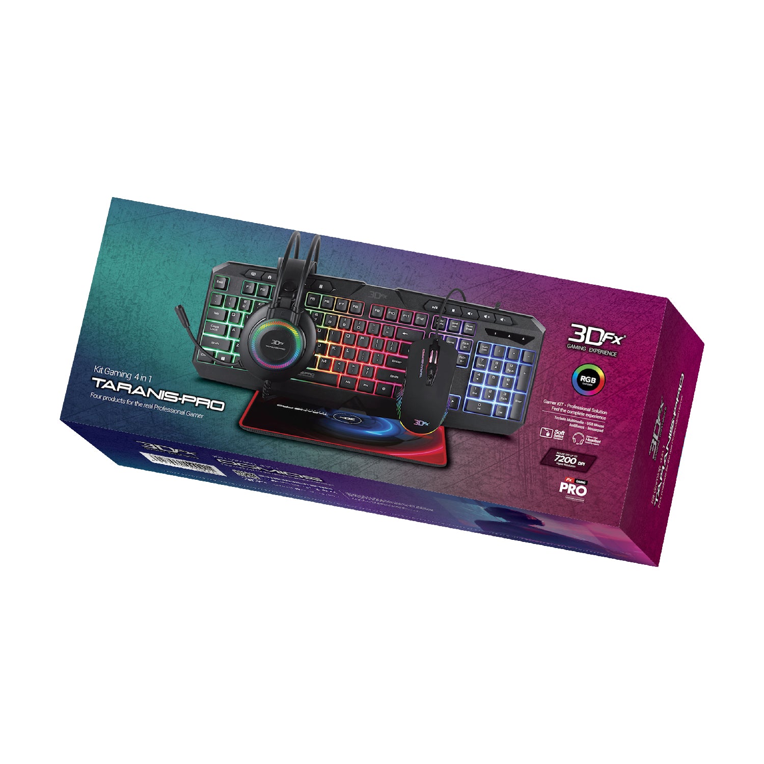 Kit Gamer 4 en 1 3DFX Teclado + Mouse + Audífonos + Mousepad Taranis Pro – imagen 2