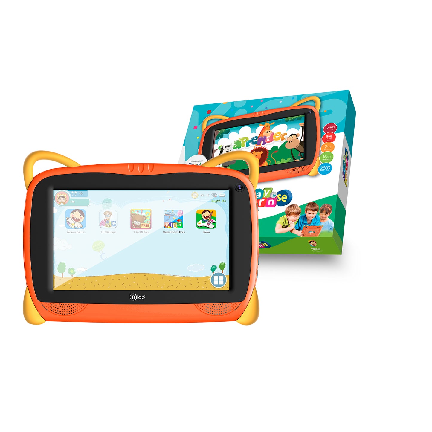 Tablet Microlab Kids Play & Learn Se 16gb Rom 2gb Ram 7 Pulgadas Naranja – imagen 2