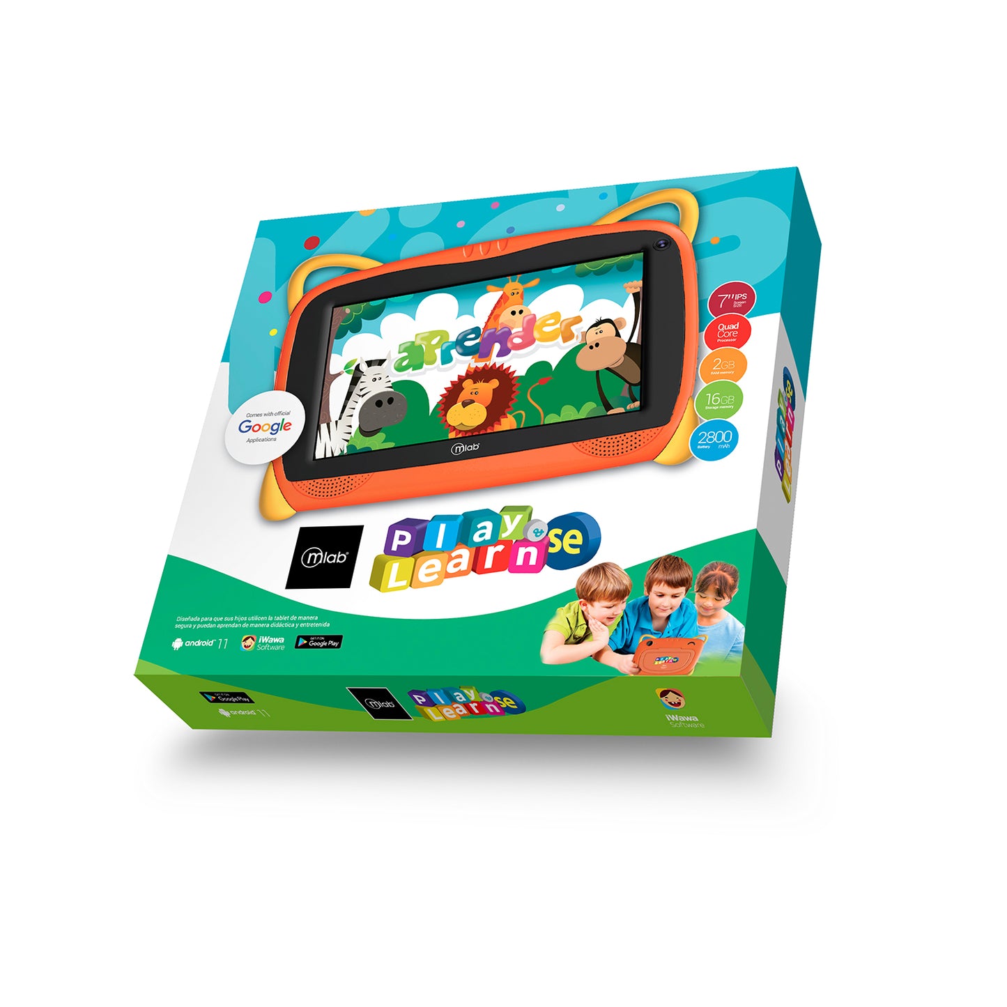 Tablet Microlab Kids Play & Learn Se 16gb Rom 2gb Ram 7 Pulgadas Naranja – imagen 4