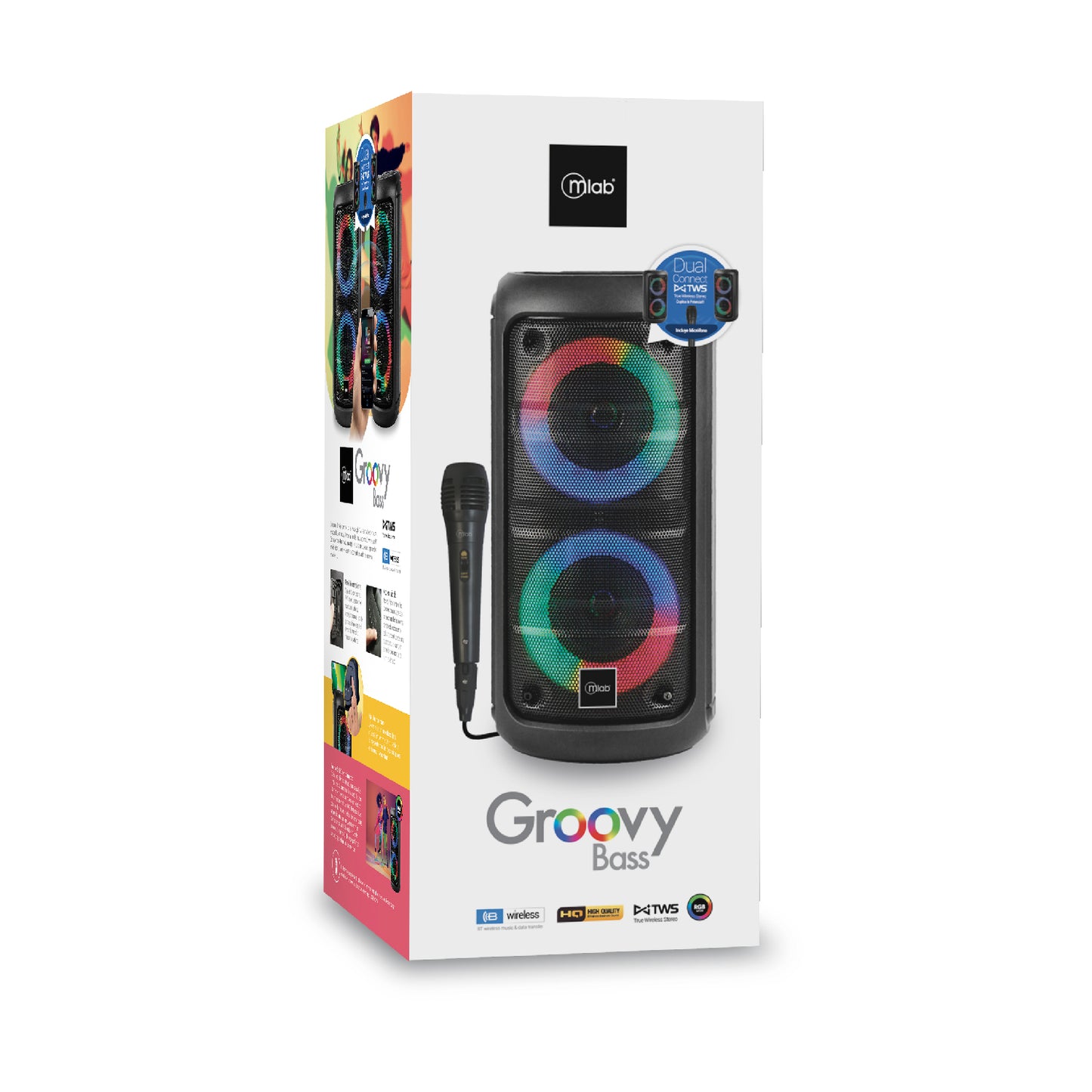 Parlante Bluetooth Karaoke Microlab Colorfeel Bass Mic Negro – imagen 4