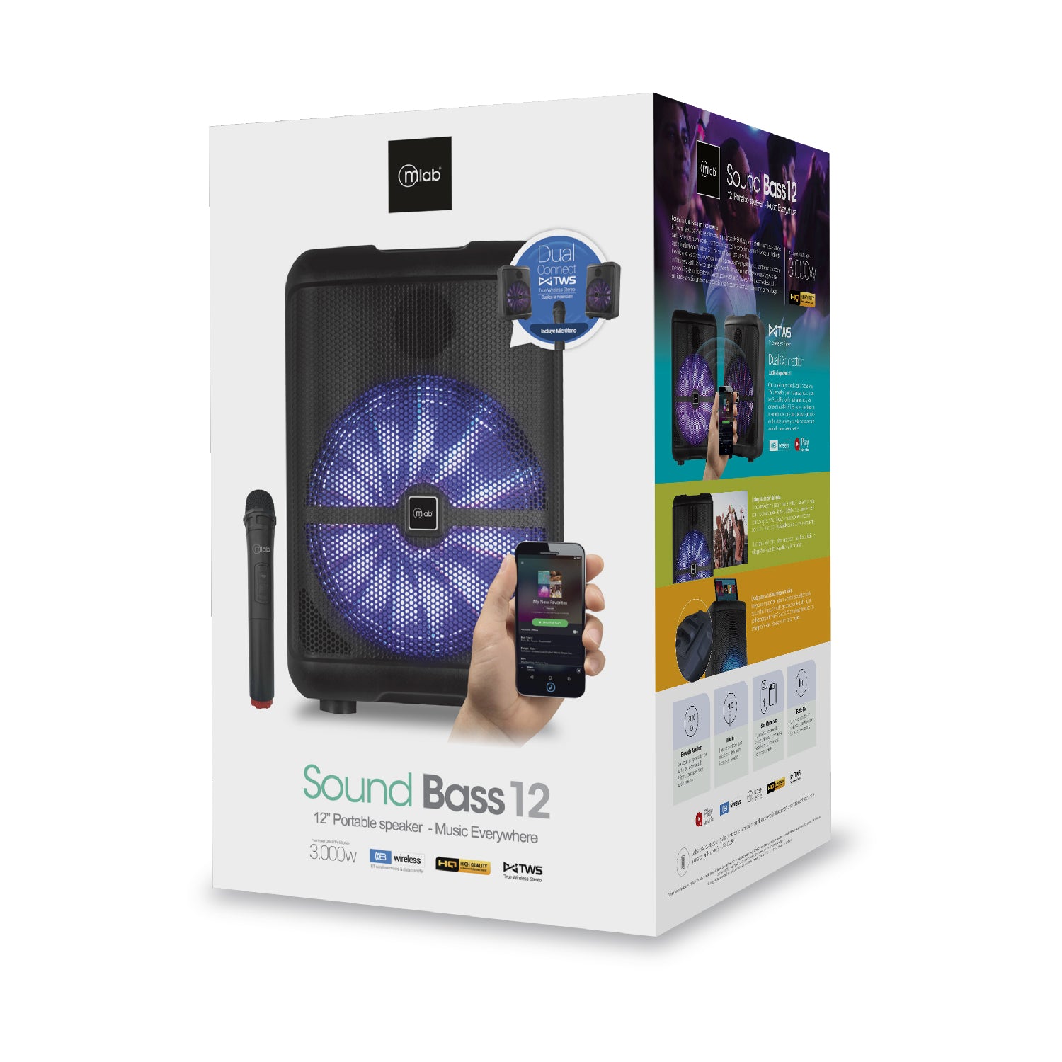 Parlante Bluetooth Microlab Karaoke Sound Bass 12 Mod 9103 Negro – imagen 4
