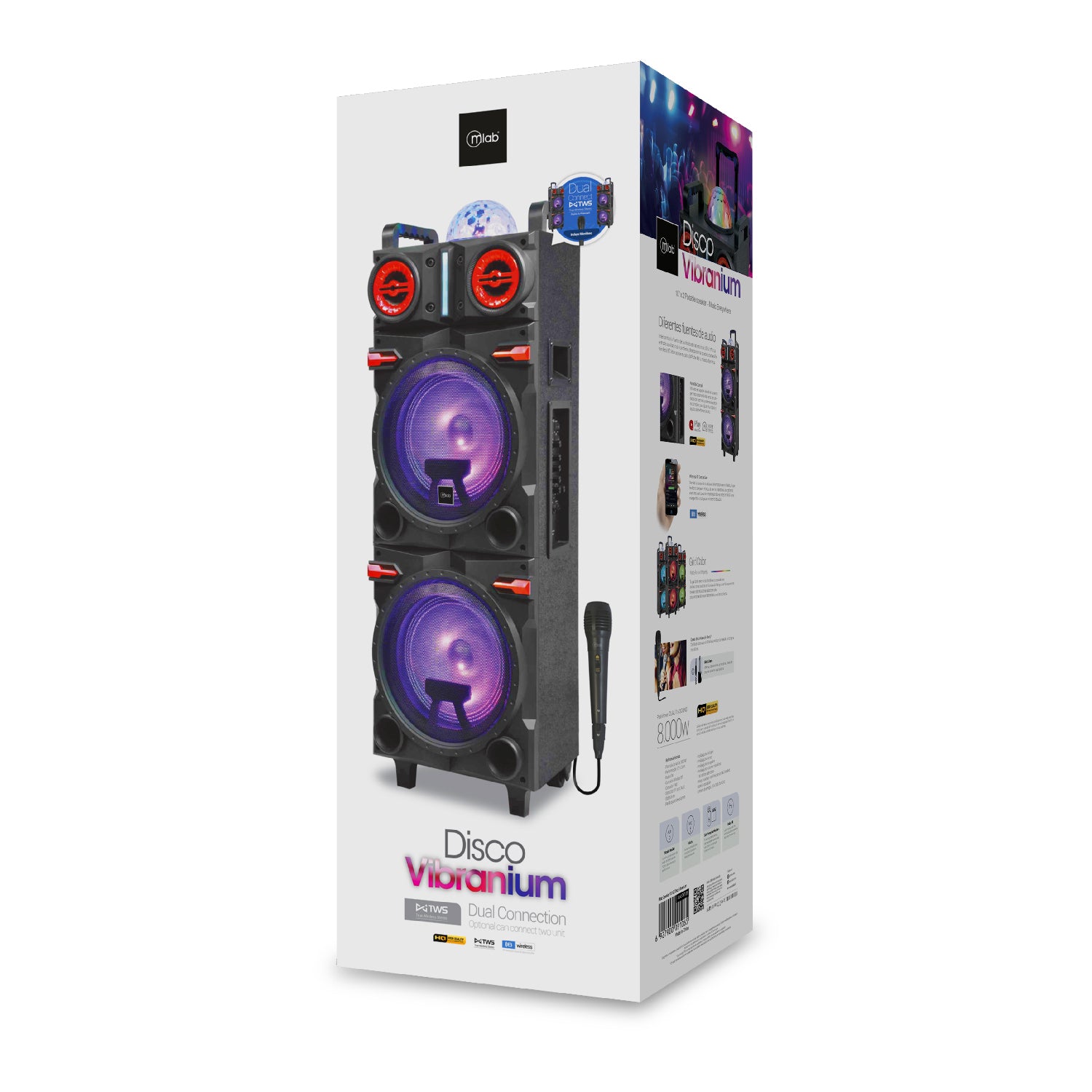 Parlante Bluetooth Microlab Disco Vibranium Karaoke 8000w Mod 9106 Negro – imagen 2