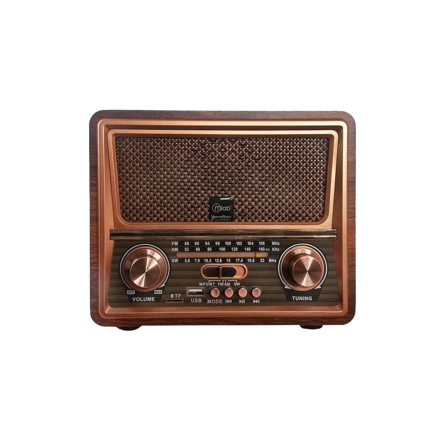 Radio Portatil Bluetooth Retro Vennetian Microlab Mod 9135 Cafe